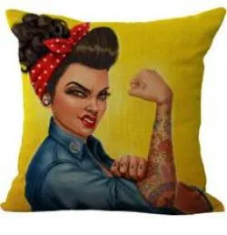 American Style Cartoon Anime Girl Cotton Linen Throw Pillow Home Decor Cushion For Children's Birthday Gift
