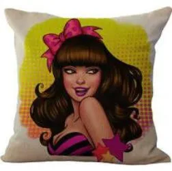 American Style Cartoon Anime Girl Cotton Linen Throw Pillow Home Decor Cushion For Children's Birthday Gift