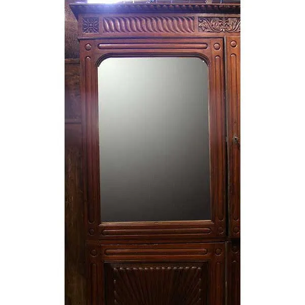 Anglo Indian Rosewood Mirrored Linen Press Cabinet