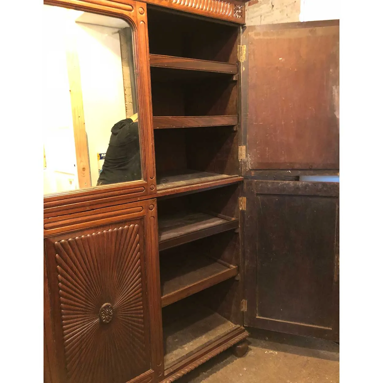 Anglo Indian Rosewood Mirrored Linen Press Cabinet