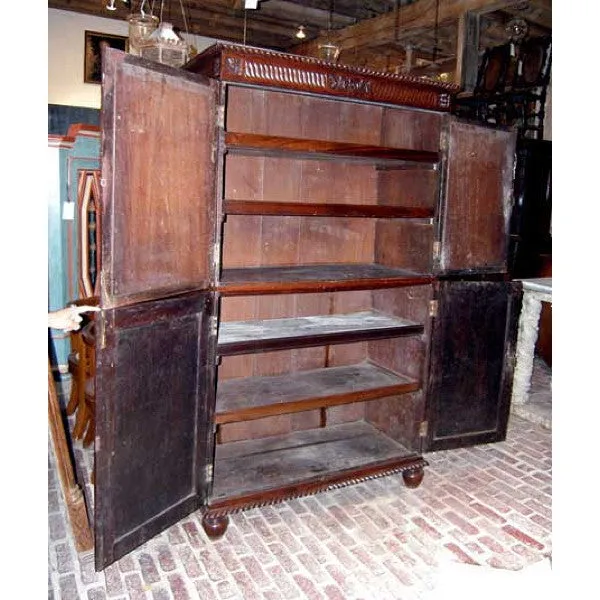 Anglo Indian Rosewood Mirrored Linen Press Cabinet