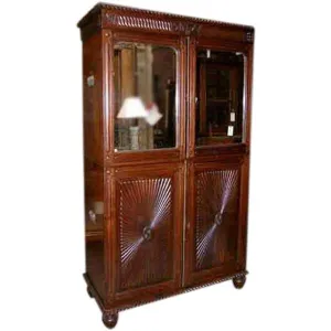 Anglo Indian Rosewood Mirrored Linen Press Cabinet