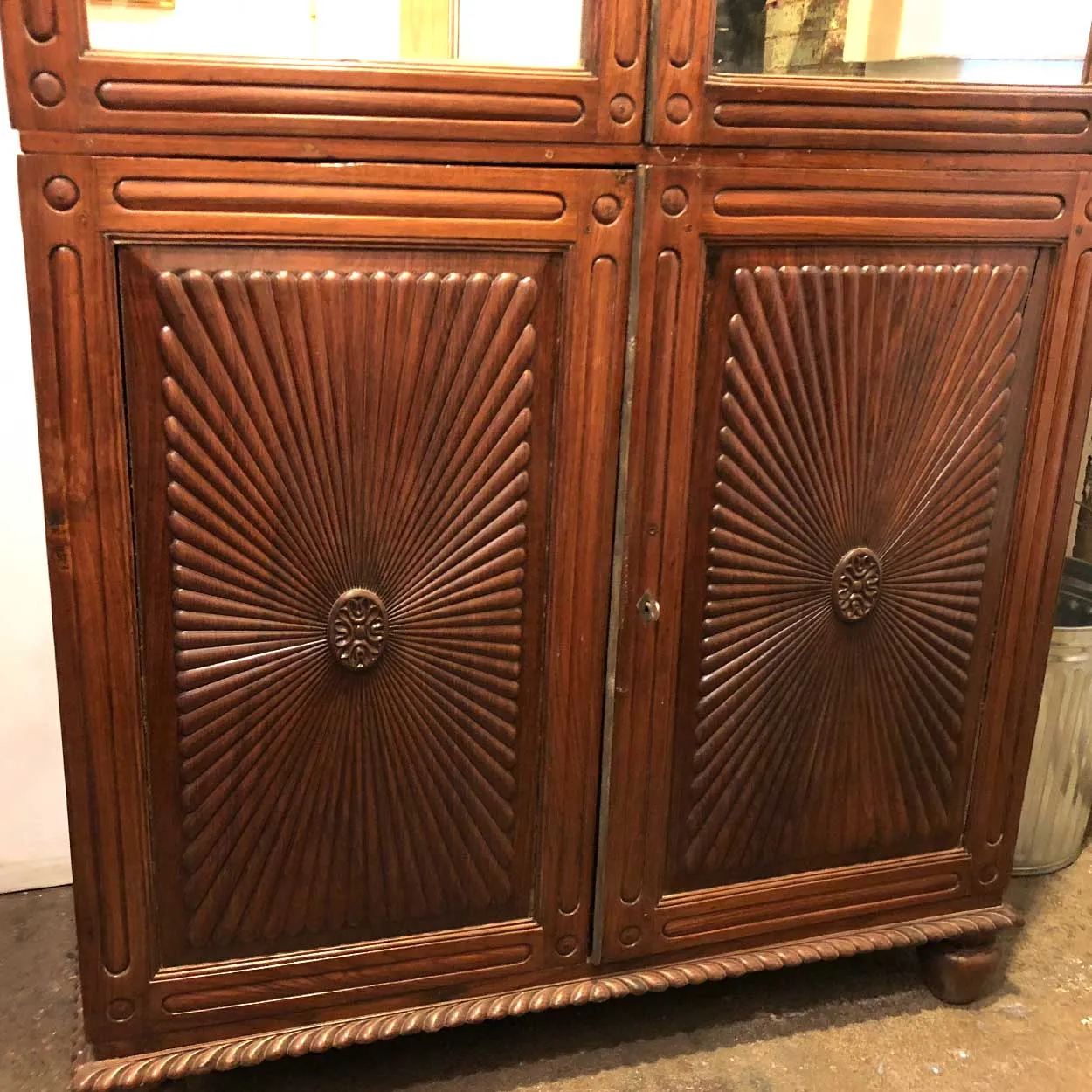 Anglo Indian Rosewood Mirrored Linen Press Cabinet