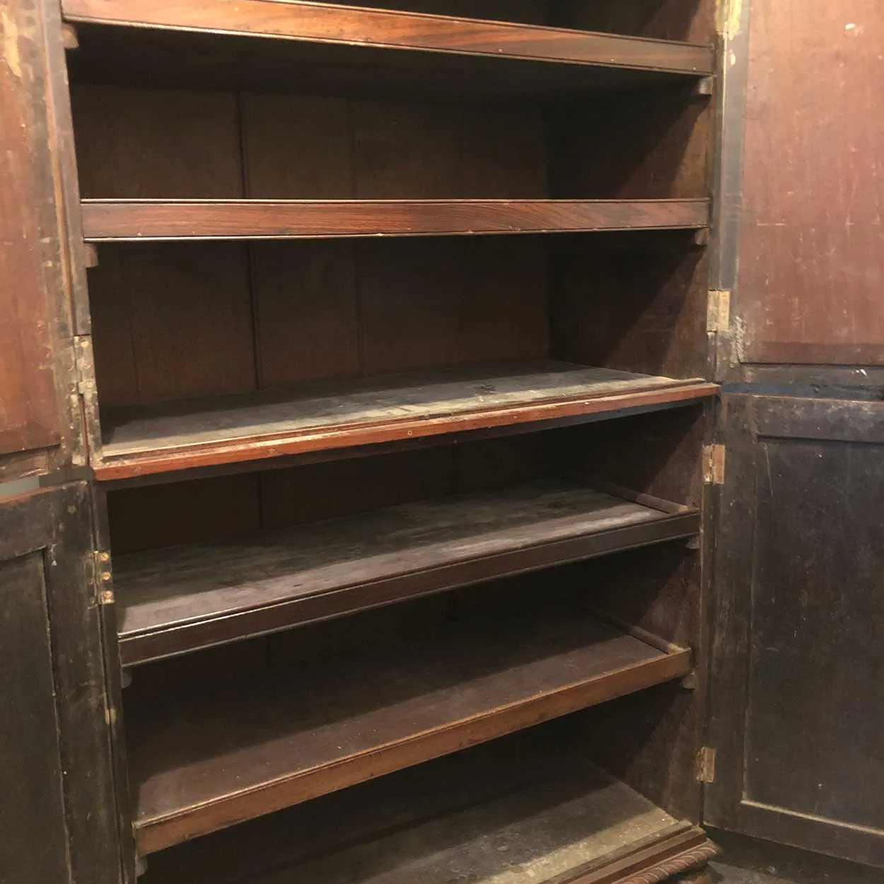 Anglo Indian Rosewood Mirrored Linen Press Cabinet