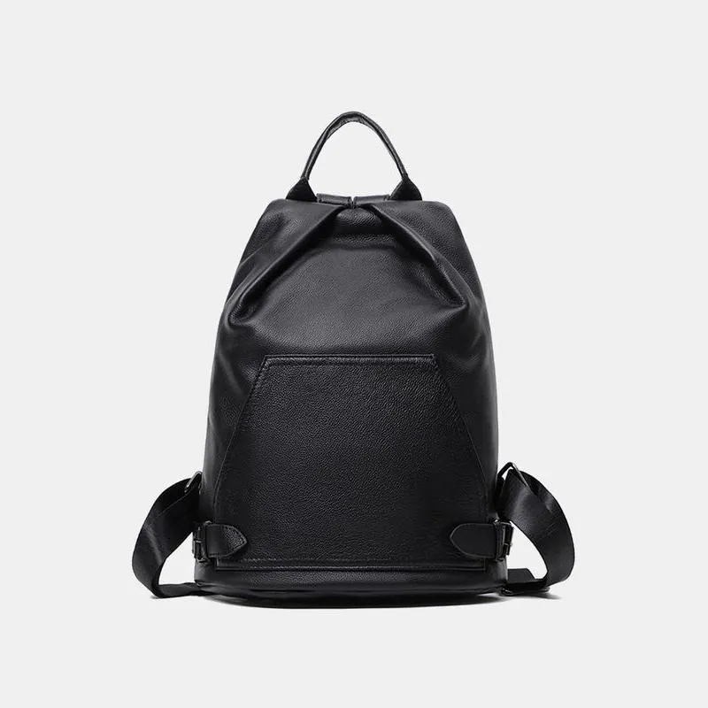 Anti-Theft Genuine Leather Backpack for Women with Back Zip Pocket