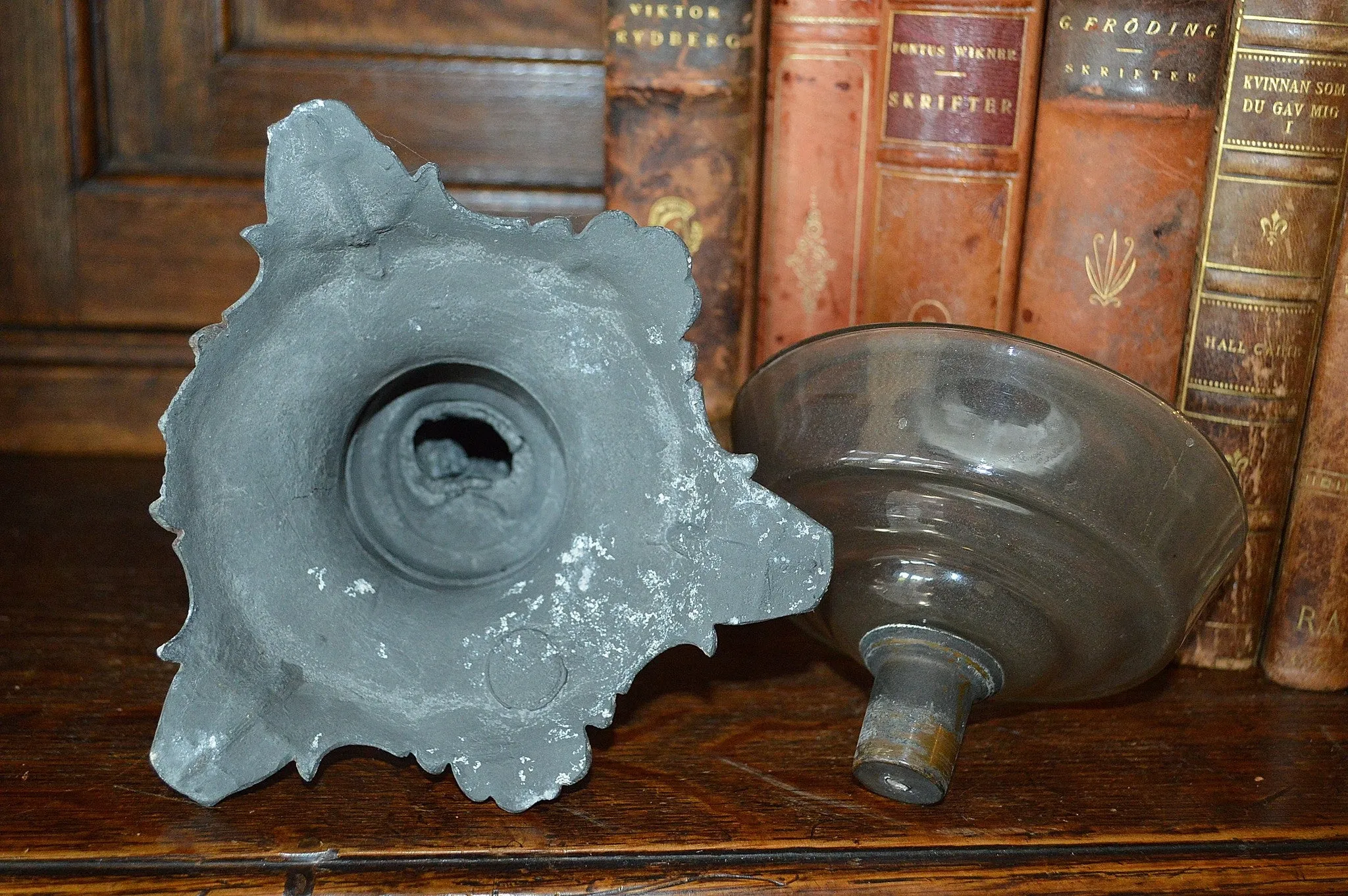 Antique German Cherub Petroleum Oil Lamp Figural Candle Holder