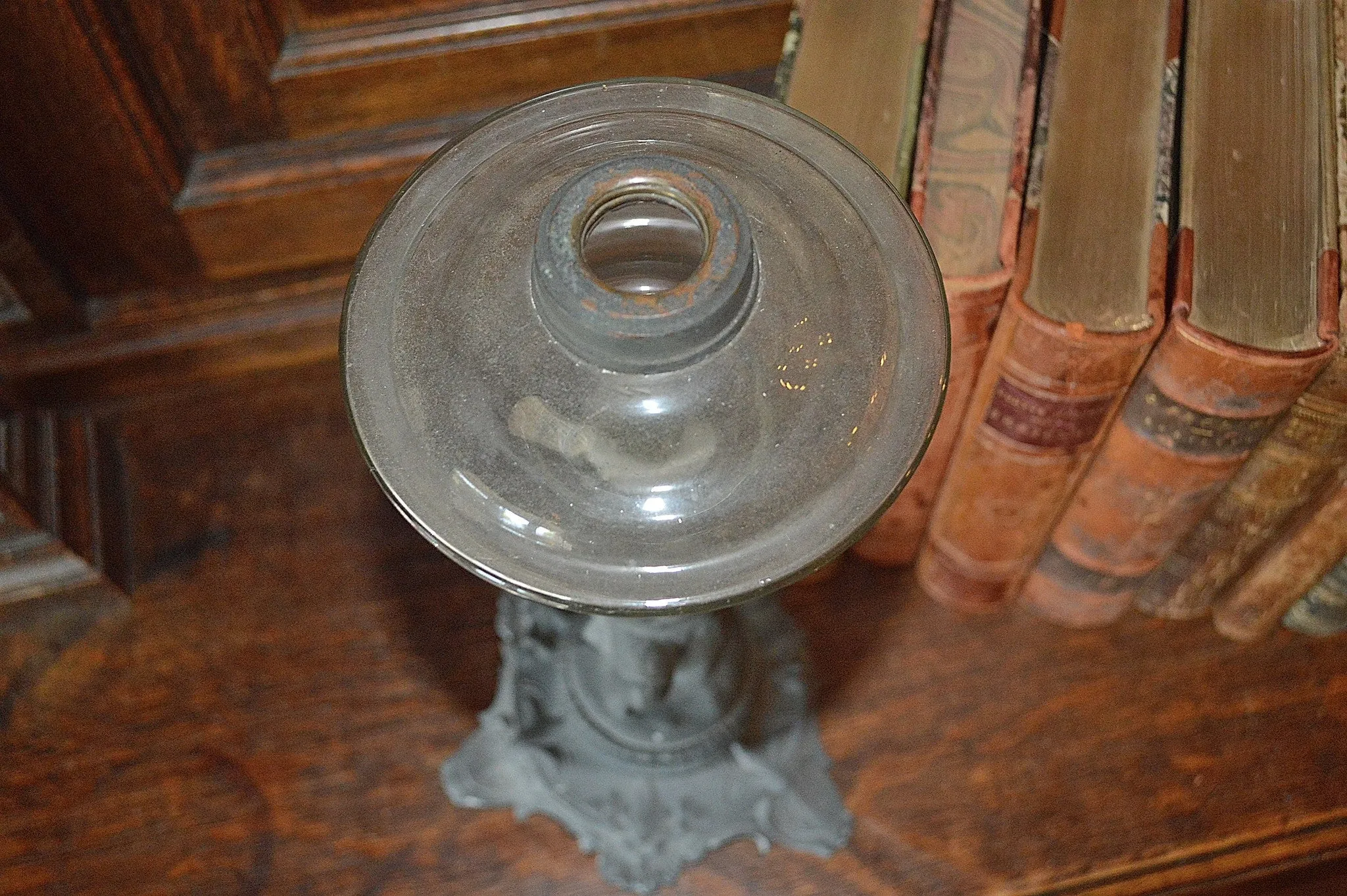 Antique German Cherub Petroleum Oil Lamp Figural Candle Holder