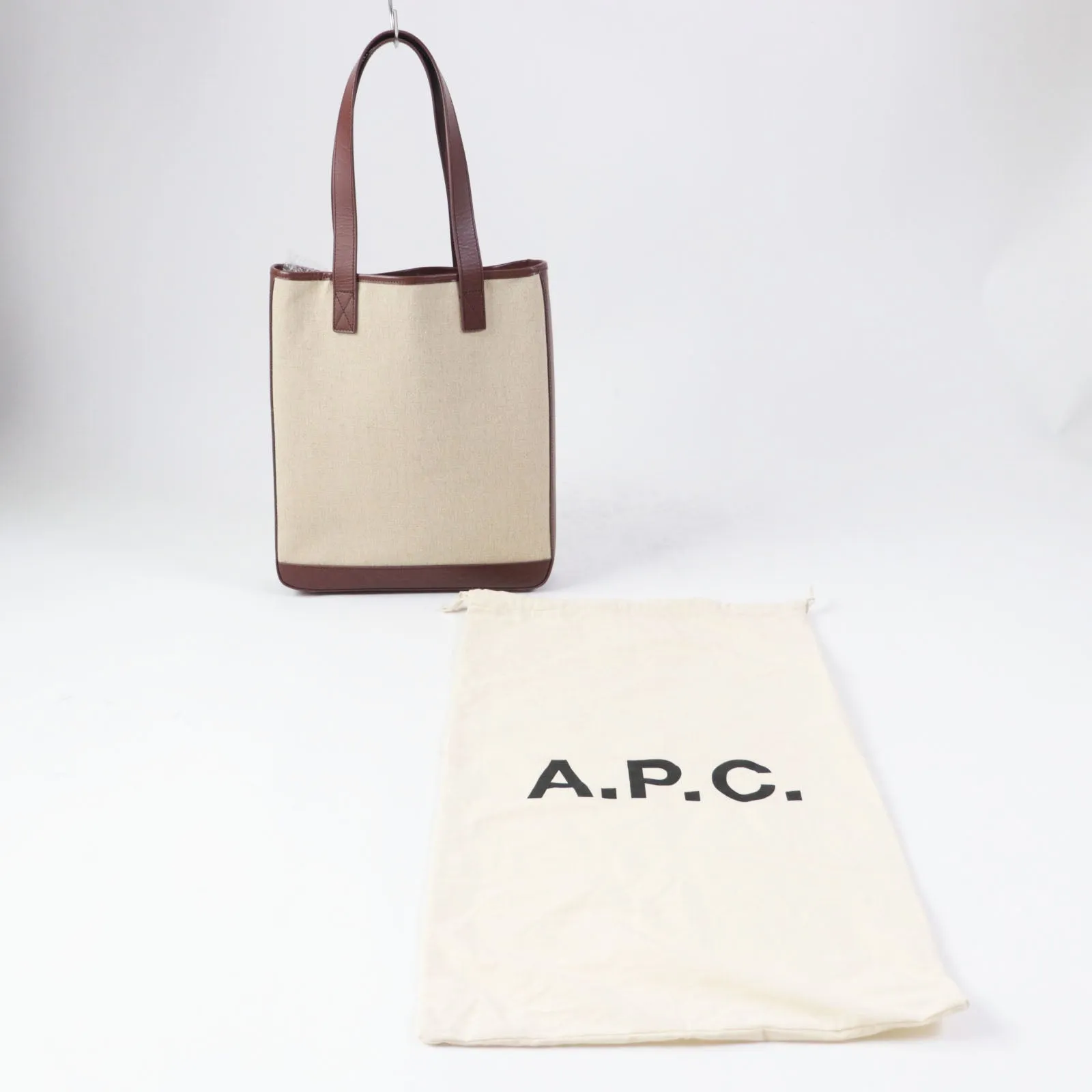 A.P.C. Tote Bag jute,leather Beige Women Used Authentic