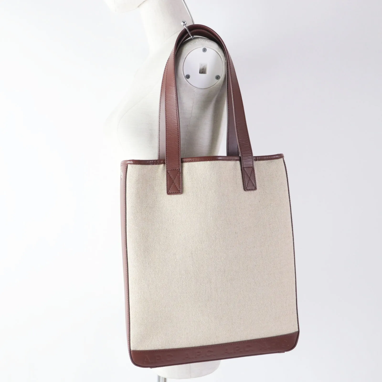 A.P.C. Tote Bag jute,leather Beige Women Used Authentic