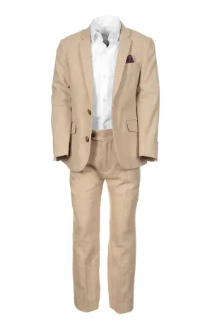 Appaman Khaki Herringbone Linen Mod Suit