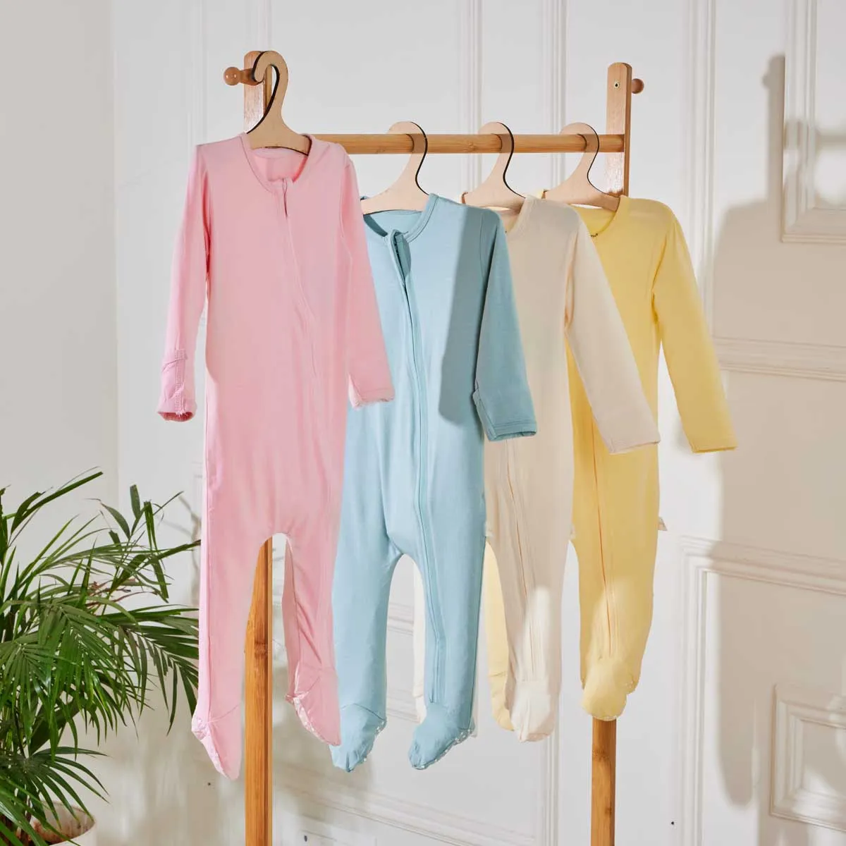 Aquifer Teal Bamboo Zipper Footie