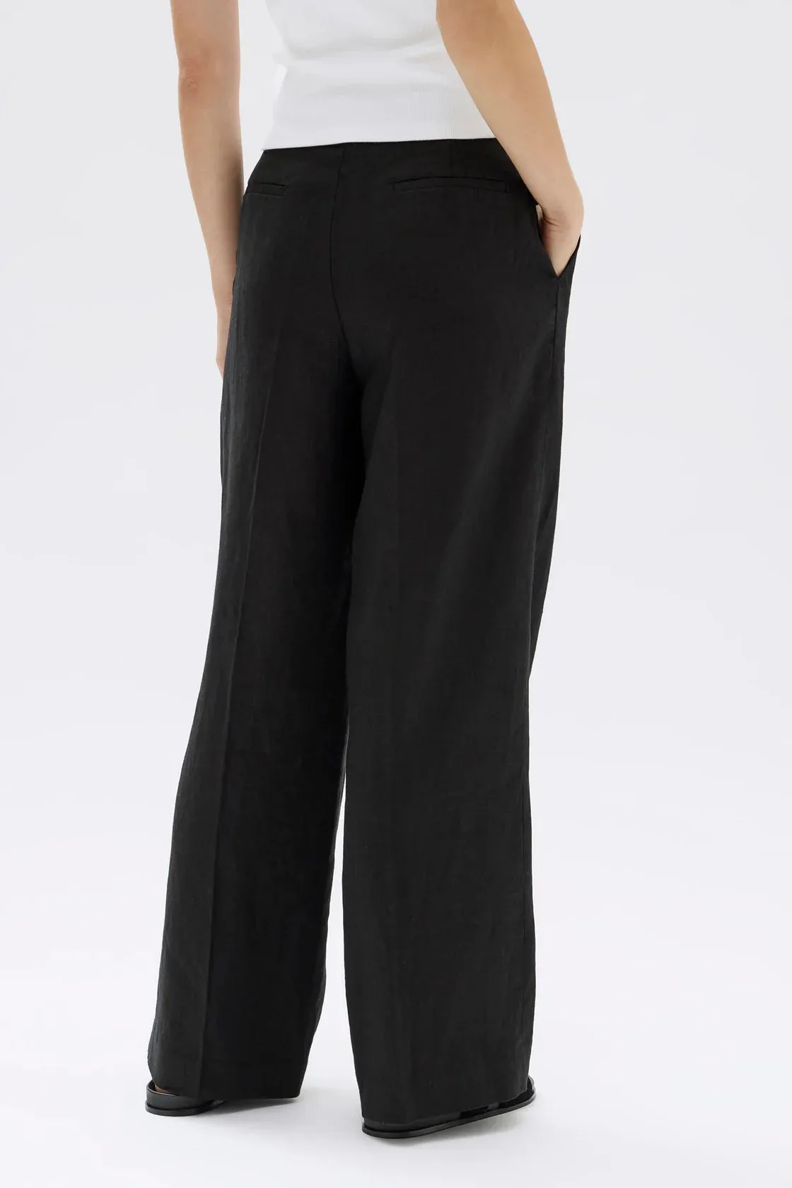 Aria Linen Pant - Black
