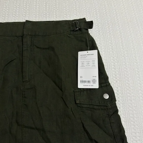 Athleta Voyager Linen Skirt Essential Cargo Pocket - Green - Size 8 - NWT