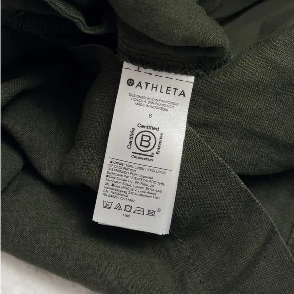 Athleta Voyager Linen Skirt Essential Cargo Pocket - Green - Size 8 - NWT