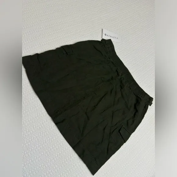 Athleta Voyager Linen Skirt Essential Cargo Pocket - Green - Size 8 - NWT