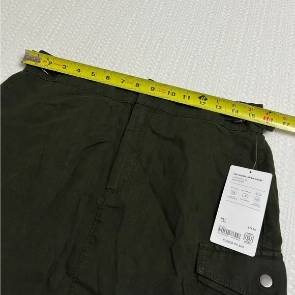 Athleta Voyager Linen Skirt Essential Cargo Pocket - Green - Size 8 - NWT