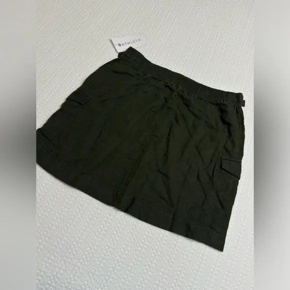 Athleta Voyager Linen Skirt Essential Cargo Pocket - Green - Size 8 - NWT
