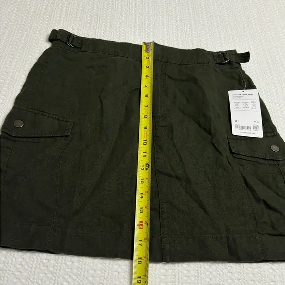 Athleta Voyager Linen Skirt Essential Cargo Pocket - Green - Size 8 - NWT