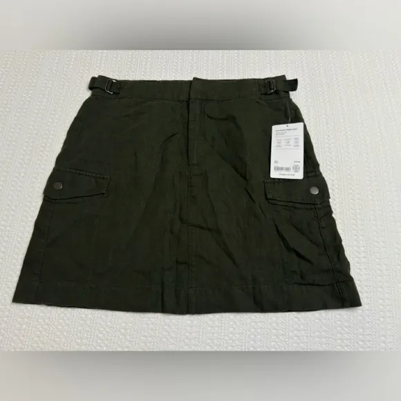 Athleta Voyager Linen Skirt Essential Cargo Pocket - Green - Size 8 - NWT