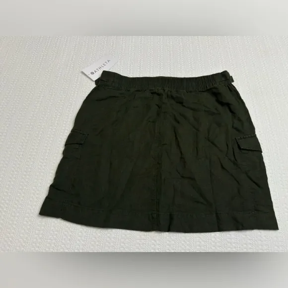 Athleta Voyager Linen Skirt Essential Cargo Pocket - Green - Size 8 - NWT