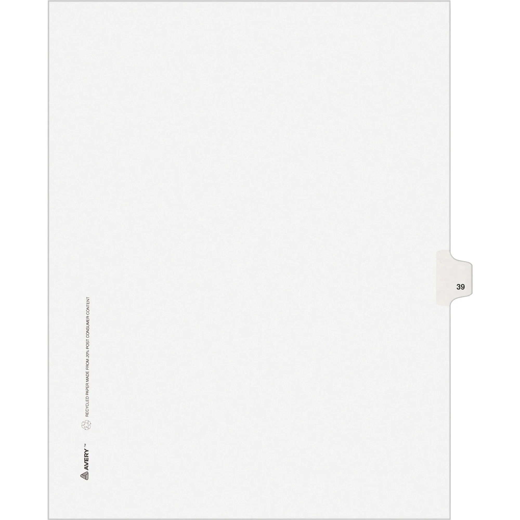 Avery® Individual Legal Dividers Allstate(R) Style, Letter Size, Side Tab #39 (82237)