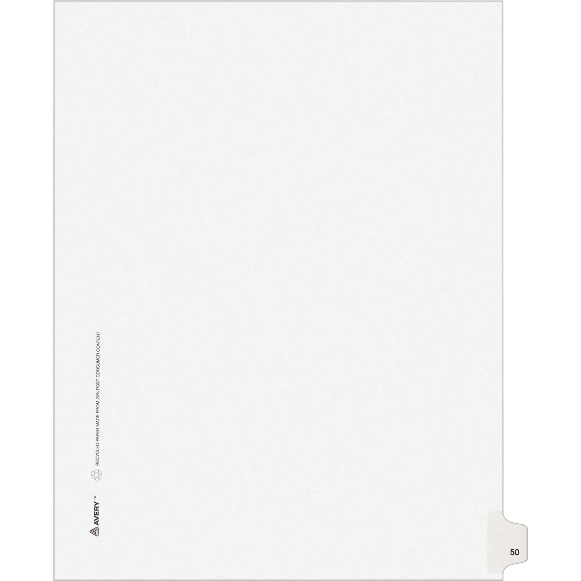 Avery® Individual Legal Dividers Allstate(R) Style, Letter Size, Side Tab #50 (82248)