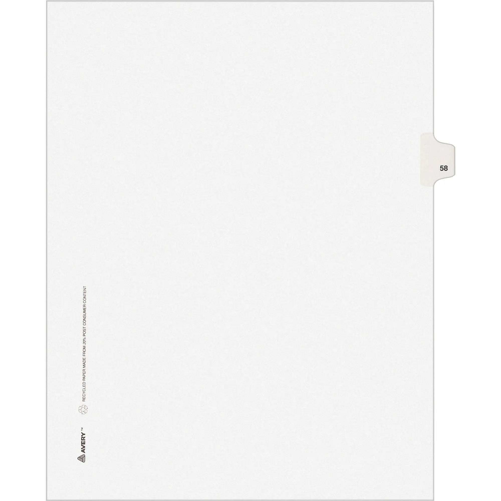 Avery® Individual Legal Dividers Allstate(R) Style, Letter Size, Side Tab #58 (82256)