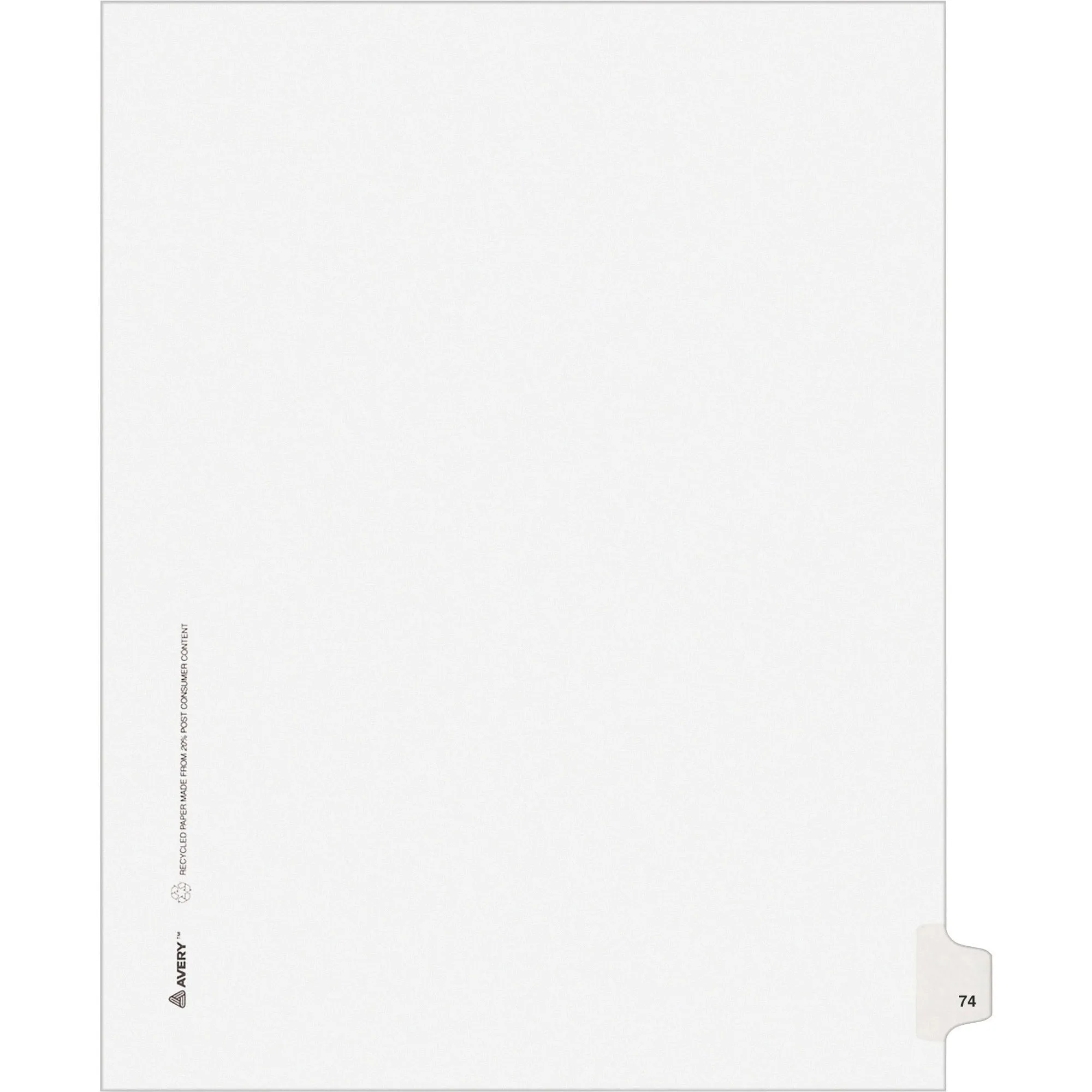 Avery® Individual Legal Dividers Allstate(R) Style, Letter Size, Side Tab #74 (82272)