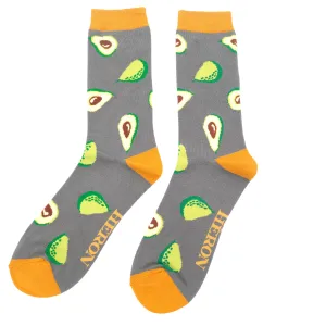 Avocado Bamboo Socks in Grey by Mr Heron, Size UK 7-11