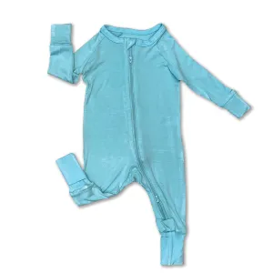 Bamboo 2-way Zipper Romper (Aqua)