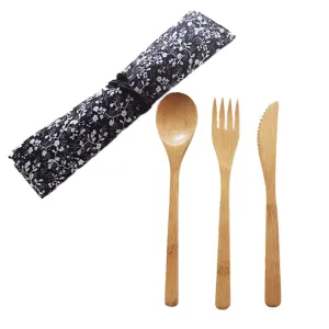 Bamboo Cutlery Set with FREE pouch