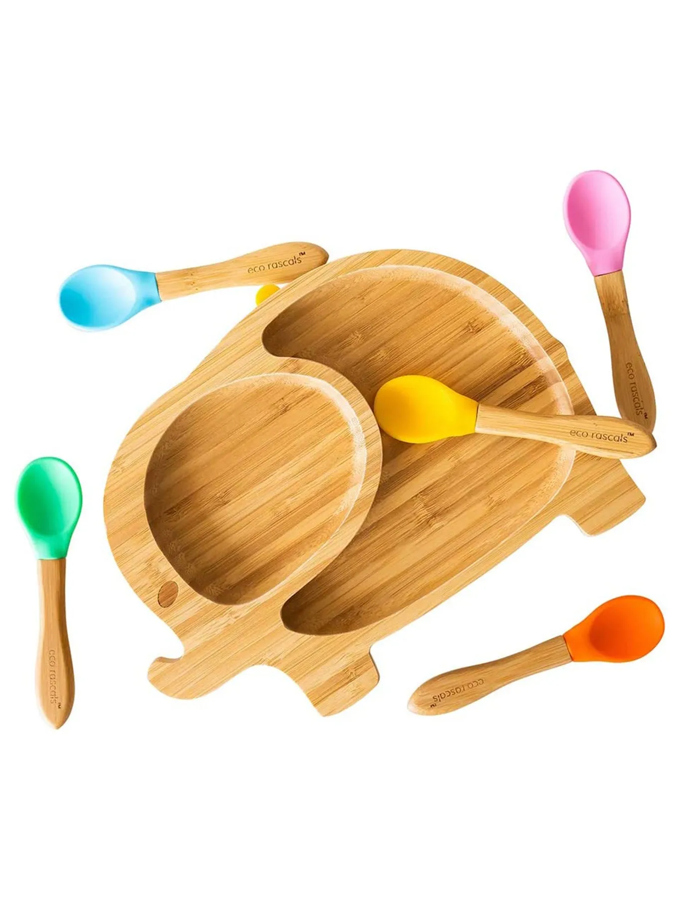 Bamboo Elephant Suction Plate - 2 Colours