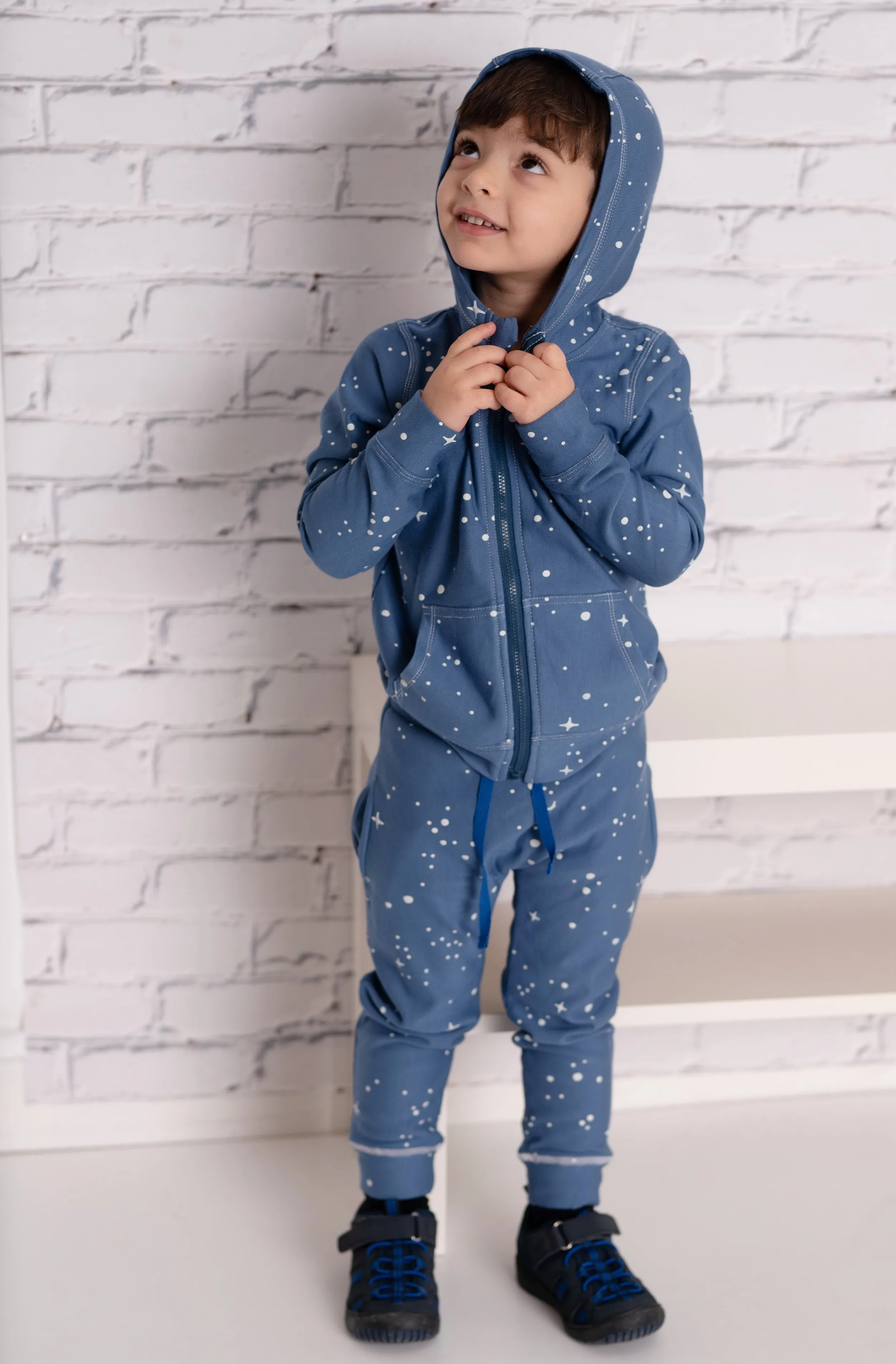 Bamboo Fleece Zip Hoodie w/Kangaroo Pocket (Galaxy Print)