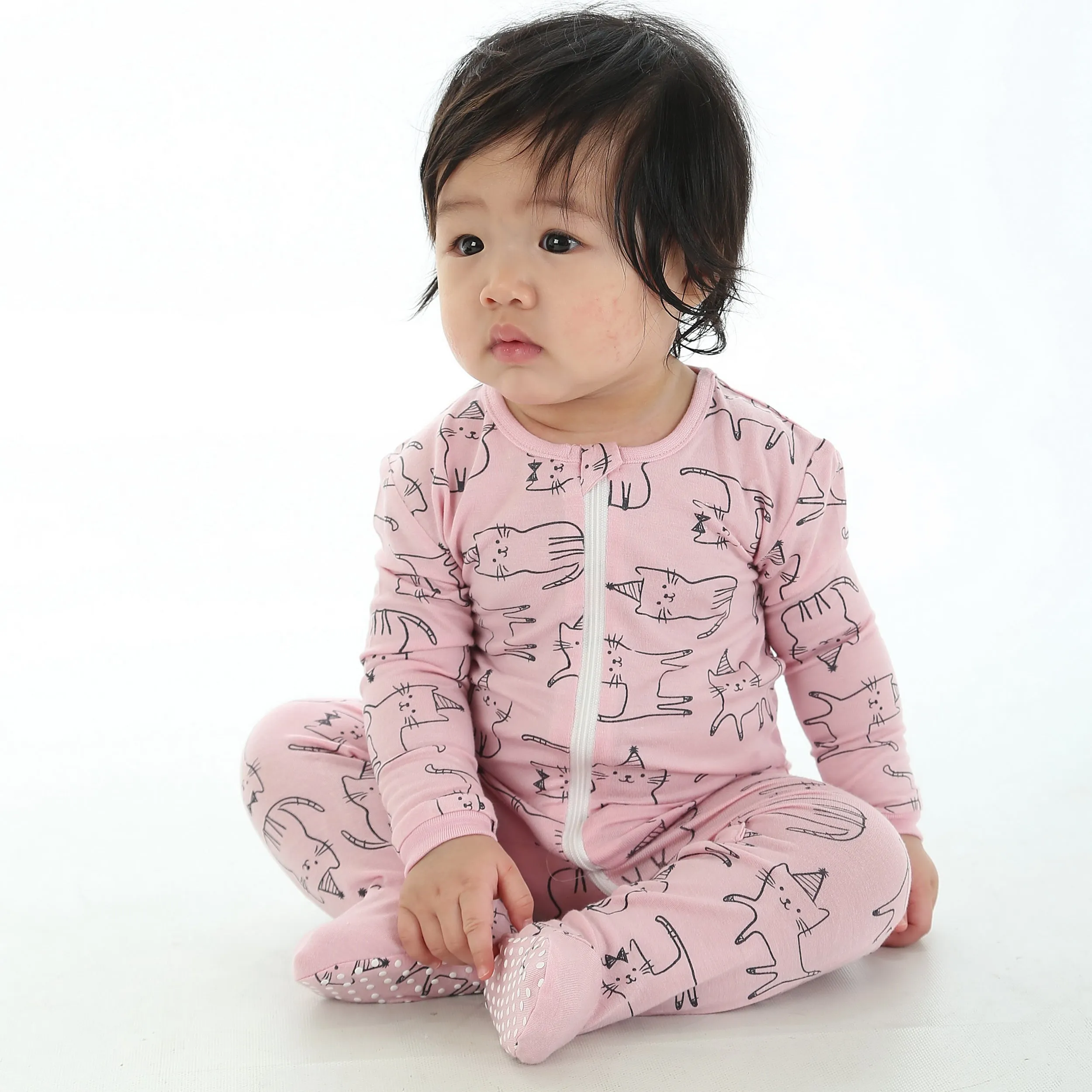 Bamboo Printed Footies - Cat Print