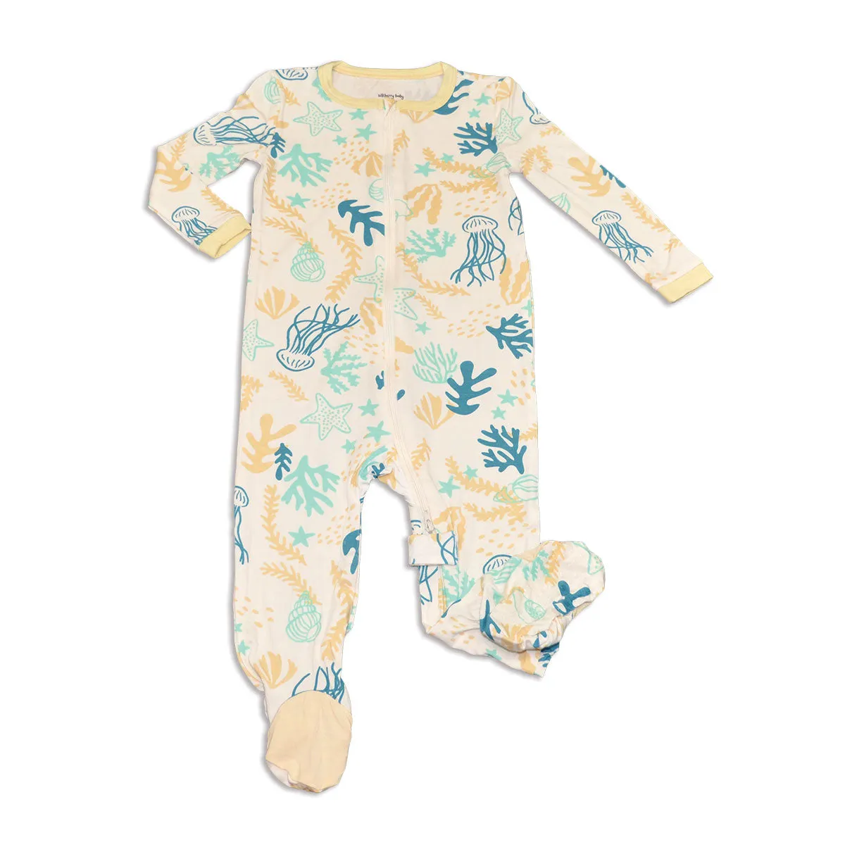 Bamboo Zip Up Footies (Reef Print)