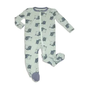 Bamboo Zip Up Footies (Yin Yang Seals Print)