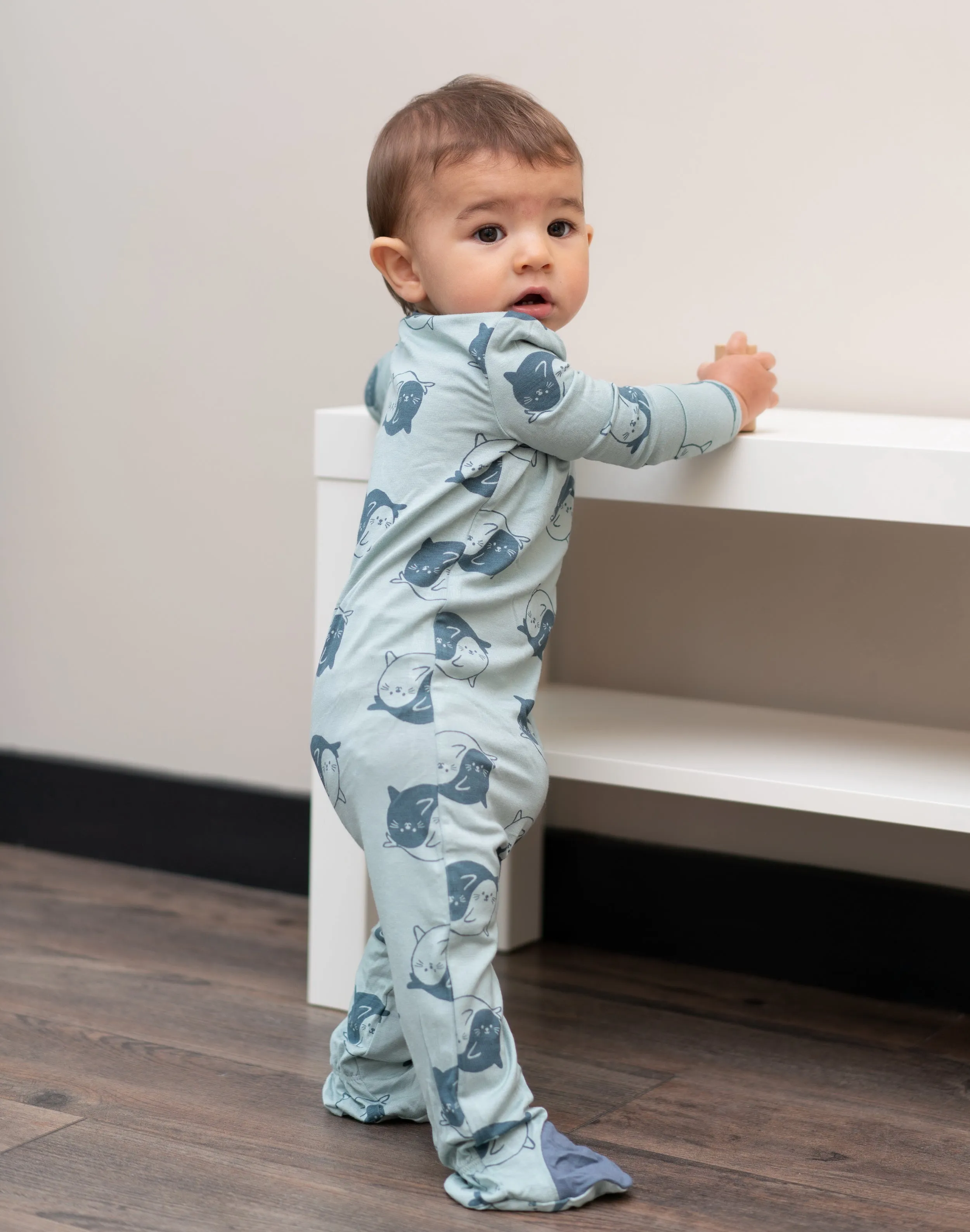 Bamboo Zip Up Footies (Yin Yang Seals Print)