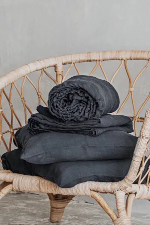 Basic Fitted Sheet, Flat Sheet and 2 Pillowcases Set - Dark Gray