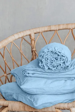 Basic Fitted Sheet, Flat Sheet and 2 Pillowcases Set - Light Blue