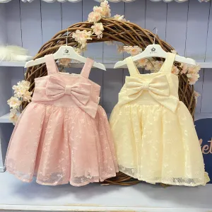 Beau Kid Bow Dress Pink or Ivory