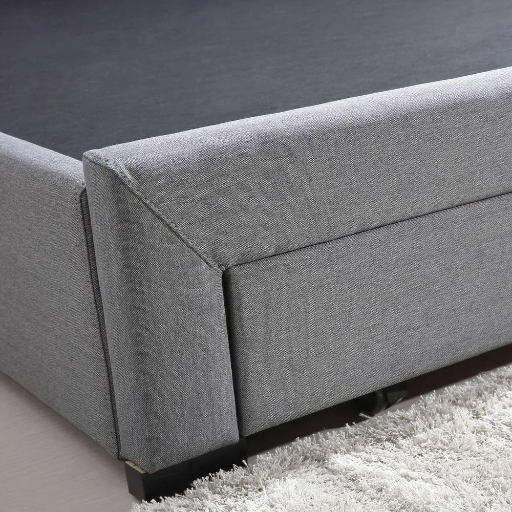 Bed Frame King Fabric With Drawers Storage Beige