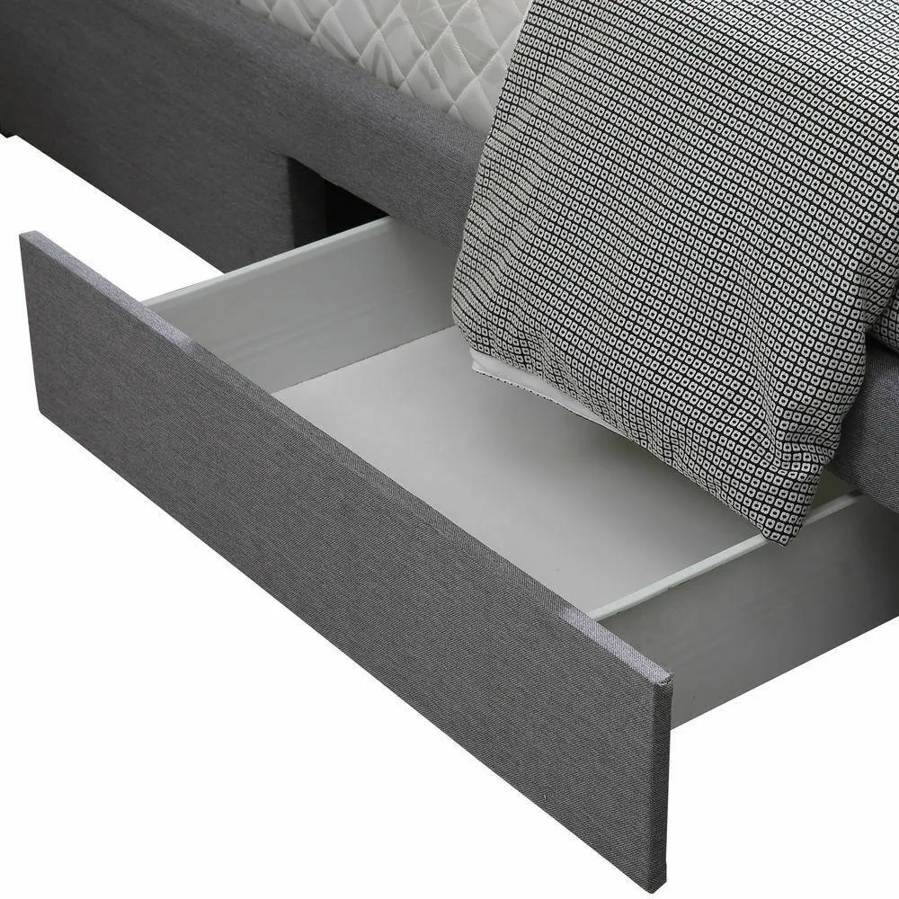 Bed Frame King Fabric With Drawers Storage Beige