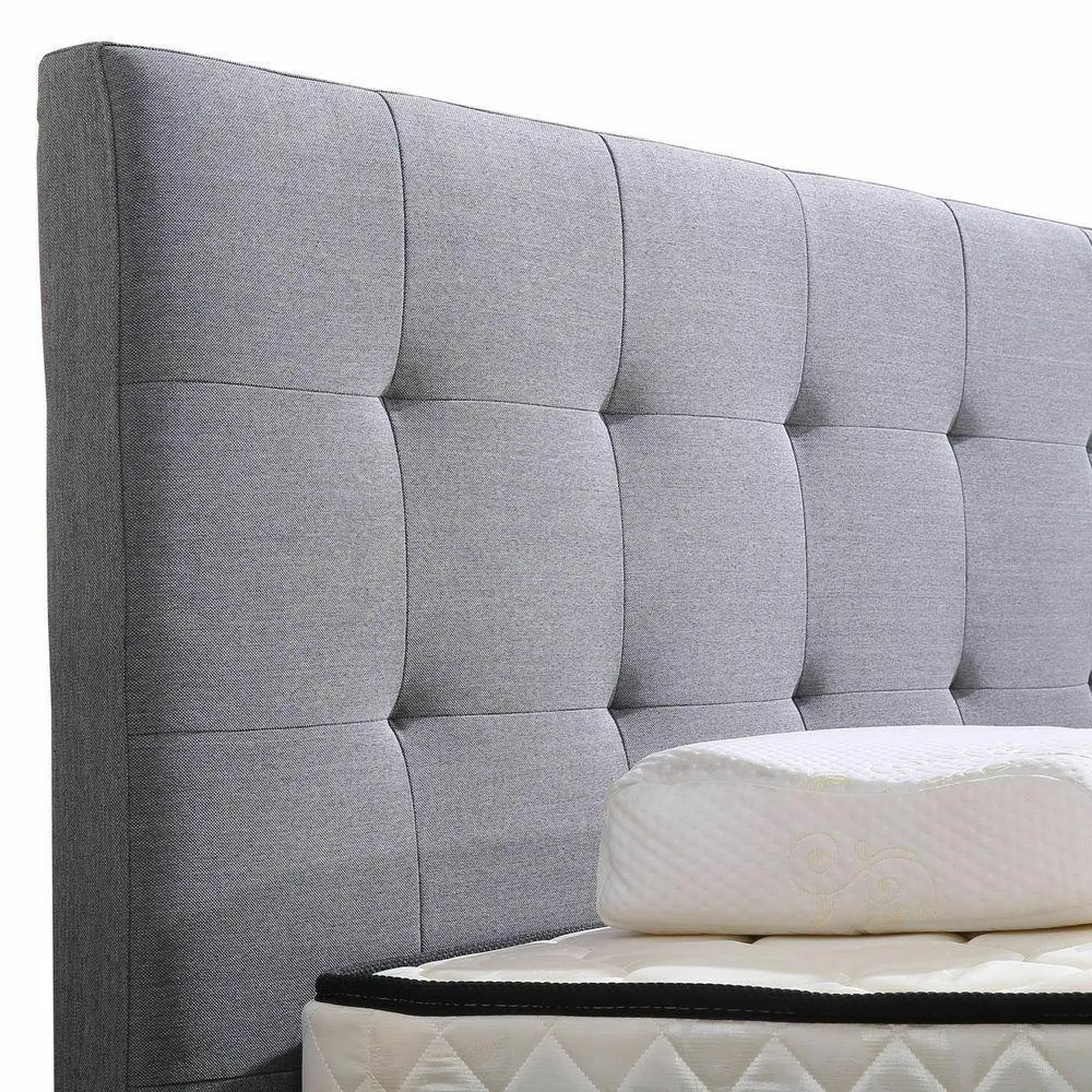 Bed Frame King Fabric With Drawers Storage Beige