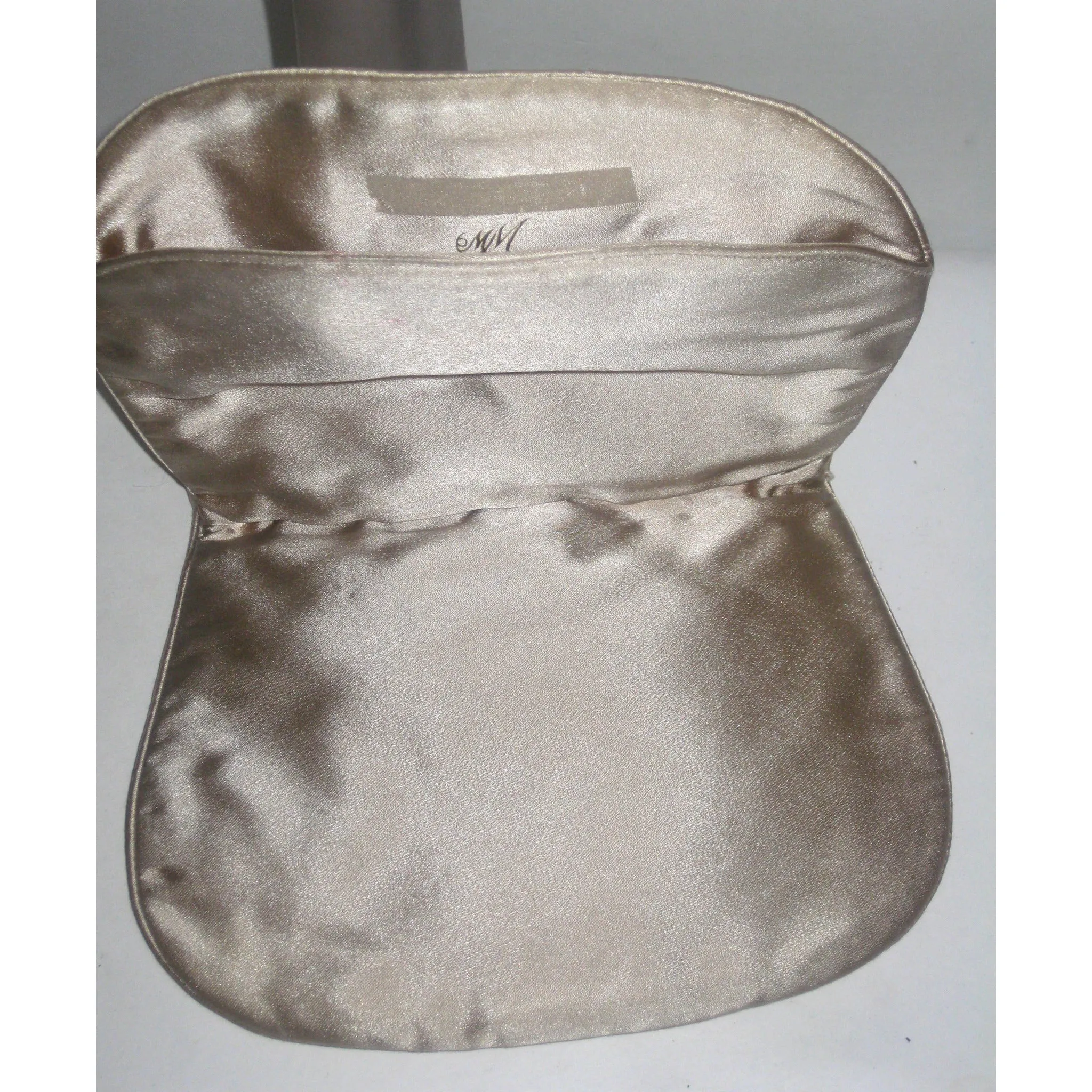 Beige Silk Pouch Clutch Purse By MM