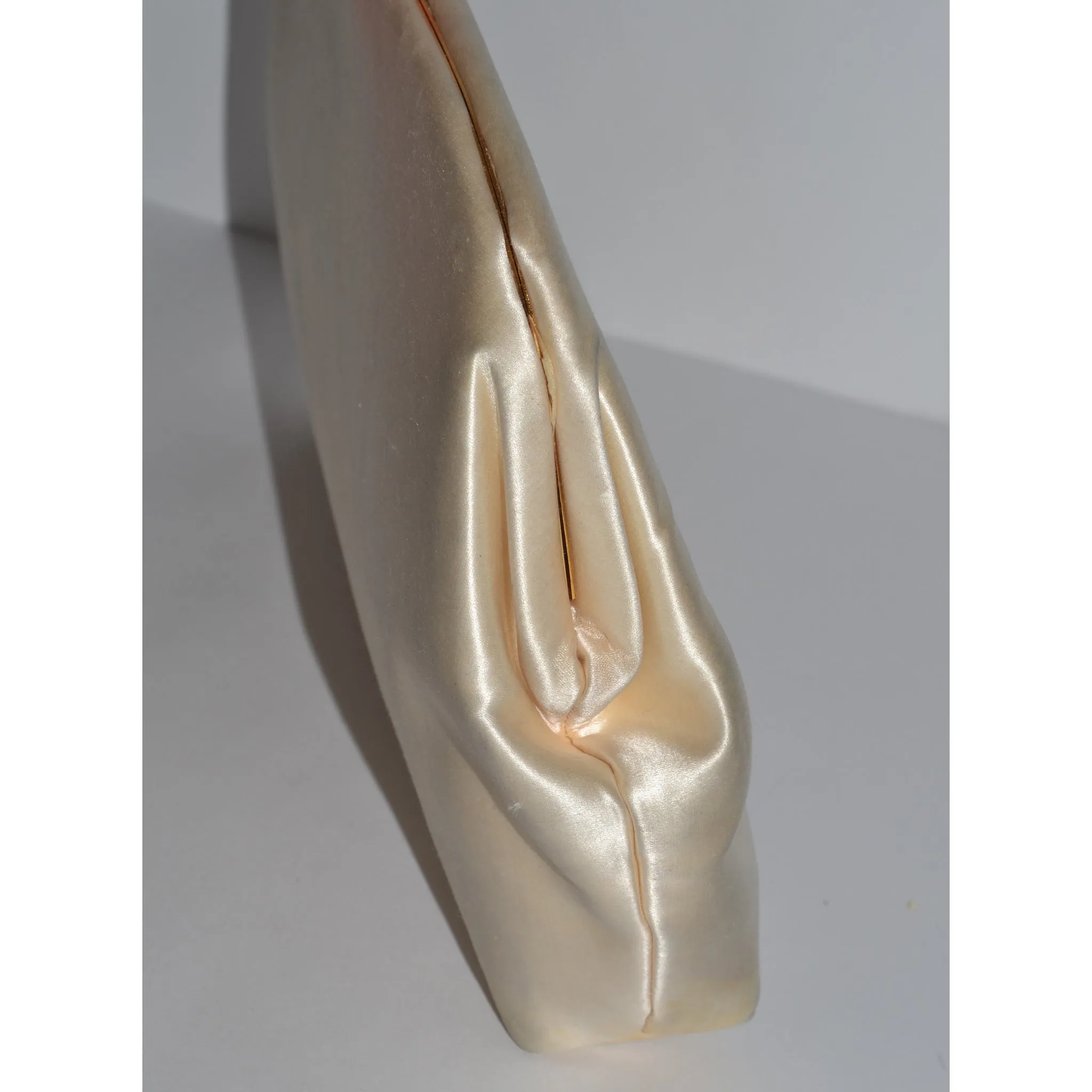 Beige Silk Pouch Clutch Purse By MM