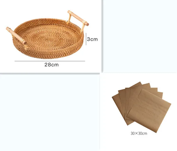 Binaural Bamboo Woven Fruit Tray Woven Basket