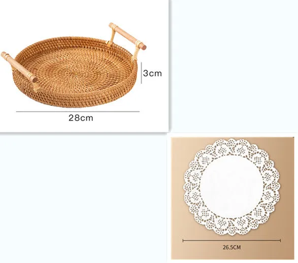 Binaural Bamboo Woven Fruit Tray Woven Basket