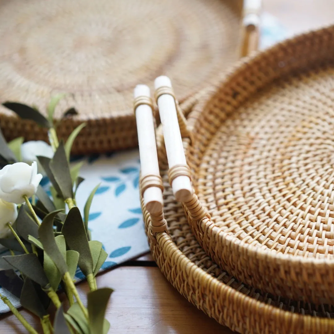 Binaural Bamboo Woven Fruit Tray Woven Basket