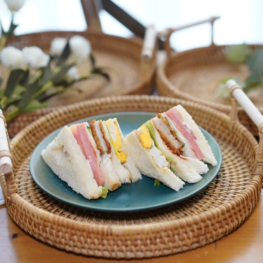Binaural Bamboo Woven Fruit Tray Woven Basket