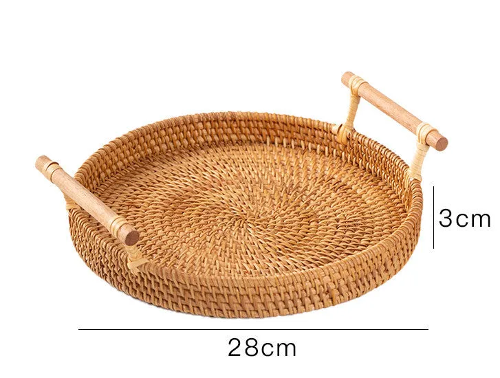 Binaural Bamboo Woven Fruit Tray Woven Basket